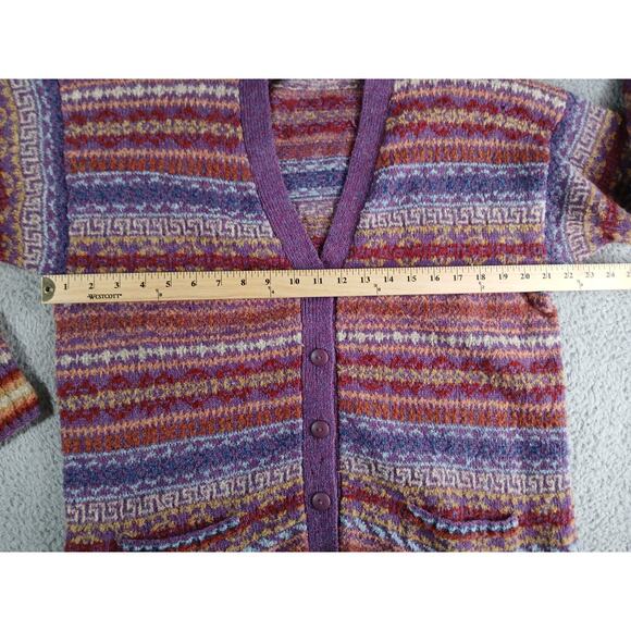 Vintage Judith Glue Sweater Womens Medium Wool Purple Stripe Cardigan Scotland - Picture 4 of 7